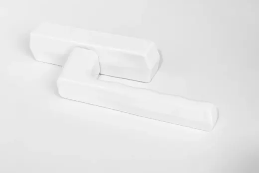 White window handle, rounded base