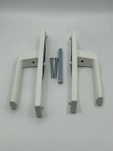 White through-fixing handle set, two sides
