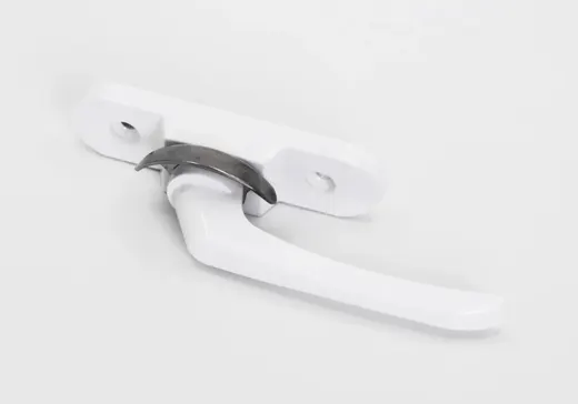 White sliding-window latch handle, two-hole base