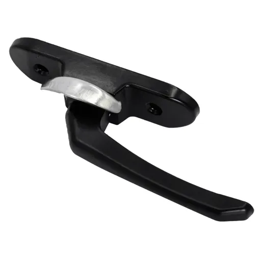 Black sliding-window latch handle, oval-hole base