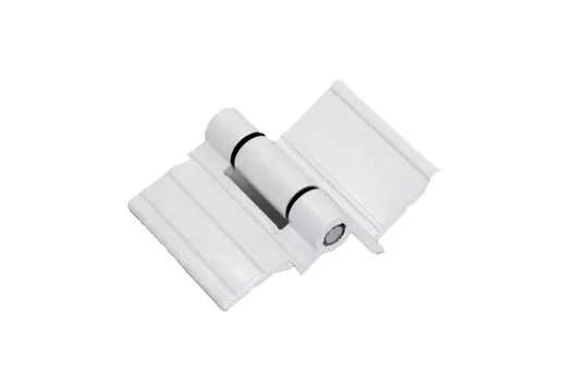 White door hinge with ribbed leaves